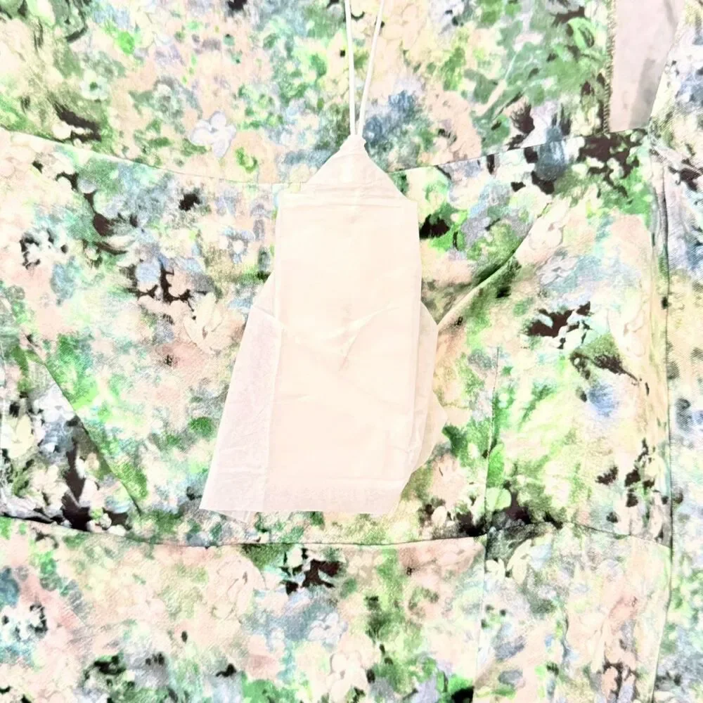 Vince Women's Painted Floral Draped L/S Square Nk Top SZ 2 - Picture 3 of 8
